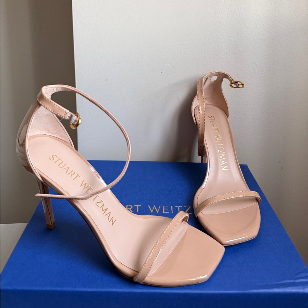 Stuart Weitzman Nudistcurve Ankle Strap Sandal (Women) in 7.5 B in Adobe - Picture 5 of 13